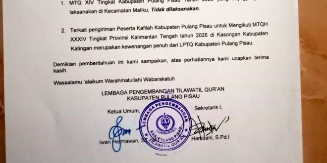 Surat LPTQ Kab. Pulang Pisau